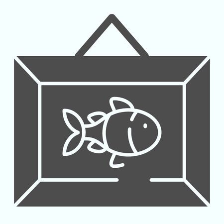 Wall picture decoration solid icon. Hanging frame vector illustration isolated on white. Picture with fish on the wall glyph style design, designed for web and app.のイラスト素材