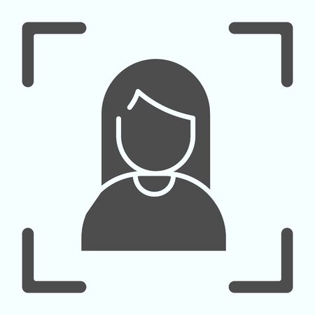 Focusing solid icon. Camera focusing vector illustration isolated on white. Focus on portrait glyph style design, designed for web and app.のイラスト素材