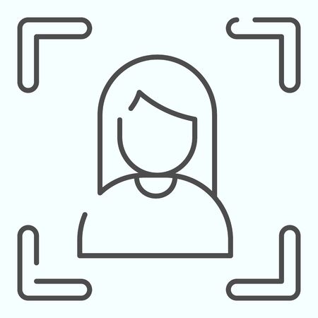 Focusing thin line icon. Camera focusing vector illustration isolated on white. Focus on portrait outline style design, designed for web and app.のイラスト素材