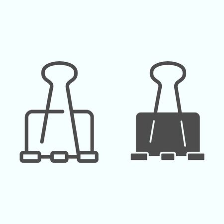 Office Clamp line and solid icon. Stationery clip vector illustration isolated on white. Binder clip outline style design, designed for web and app. Eps 10のイラスト素材