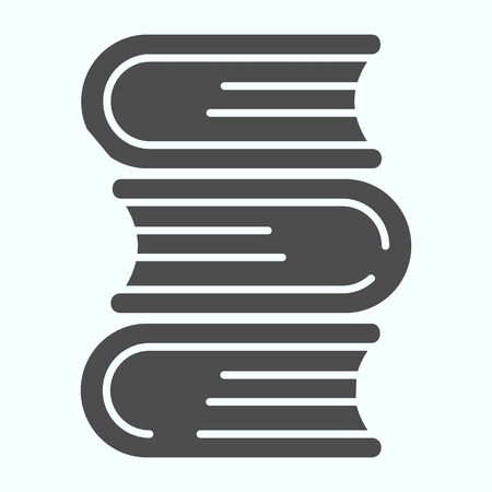 Books solid icon. Book stack vector illustration isolated on white. Three closed books glyph style design, designed for web and app. Eps 10.のイラスト素材