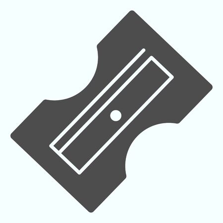 Pencil sharpener solid icon. Knife for pencils vector illustration isolated on white. Cutter glyph style design, designed for web and app. Eps 10.のイラスト素材
