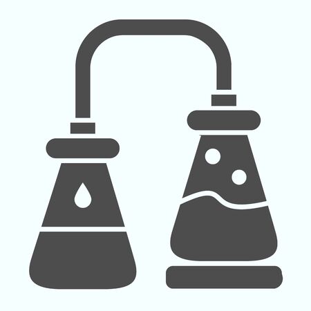 Experiment lab solid icon. Chemical experiment vector illustration isolated on white. Liquids glyph style design, designed for web and app. Eps 10.のイラスト素材
