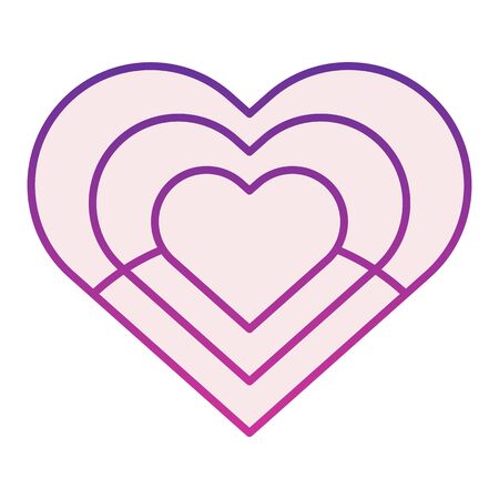 Hearts in heart fliat icon. Heart inside another hearts illustration isolated on white. An abstract figure of many hearts inside each other gradient style design, designed for web and app. Eps 10.のイラスト素材