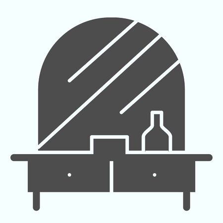 Dressing table solid icon. Makeup table vector illustration isolated on white. Salon table for makeup glyph style design, designed for web and app. Eps 10.のイラスト素材