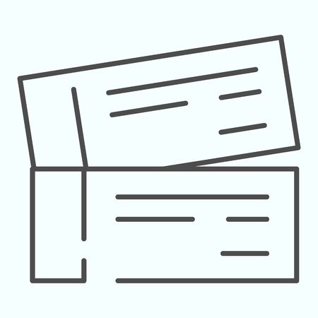 Tickets thin line icon. Two tickets vector illustration isolated on white. Coupons outline style design, designed for web and app. Eps 10.のイラスト素材