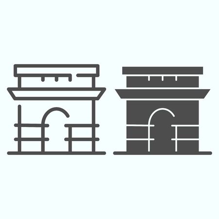 Triumphal Arch line and solid icon. French Arch of Triumph vector illustration isolated on white. Triumphal Arch outline style design, designed for web and app. Eps 10.のイラスト素材