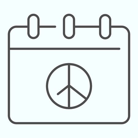 Peace day calendar thin line icon. Pacific calendar vector illustration isolated on white. Calendar page with peace day outline style design, designed for web and app. Eps 10.のイラスト素材