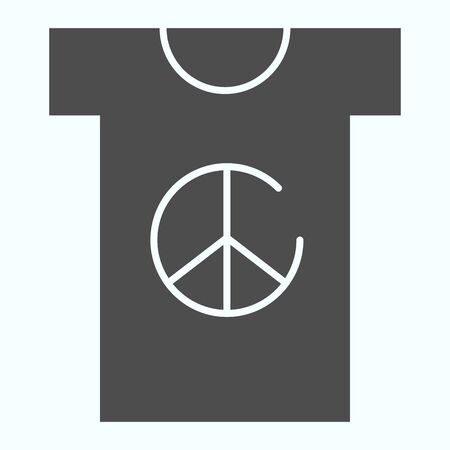 Peace symbol on t-shirt solid icon. Peace shirt vector illustration isolated on white. T-shirt with peace symbol glyph style design, designed for web and app. Eps 10.のイラスト素材