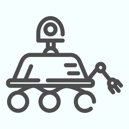 Lunar Rover line icon. Moon exploration buggie with three wheels.のイラスト素材