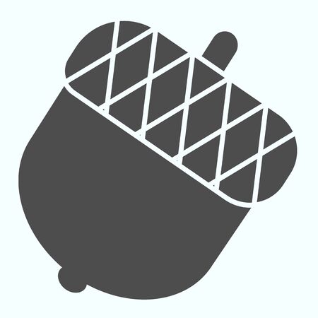 Acorn solid icon. Oak tree fallen seedのイラスト素材