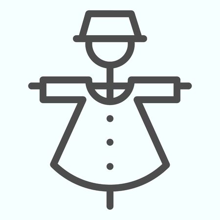 Scarecrow puppet line icon. Farmer helper in garden for scaring away birds.のイラスト素材