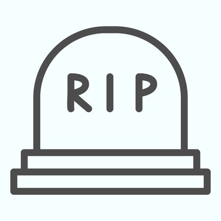Grave line icon. Gravestone with RIP sign.のイラスト素材