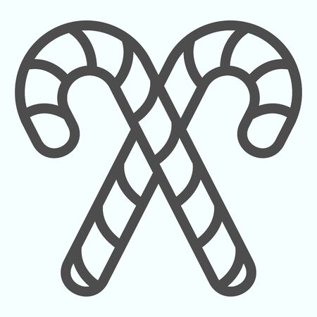 Candy canes line icon. Two cross candies cane. Christmas vector design concept, outline style pictogram on white background, use for web and app. Eps 10.のイラスト素材
