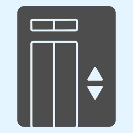 Elevator solid icon. Passenger lift with up and down arrow signs. Horeca vector design concept, glyph style pictogram on white background, use for web and app. Eps 10.のイラスト素材
