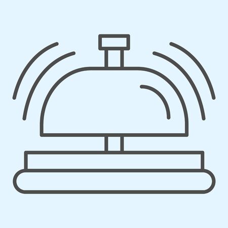 Reception thin line icon. Hotel inventory, bell ringing attention sound. Horeca vector design concept, outline style pictogram on white background, use for web and app. Eps 10.のイラスト素材