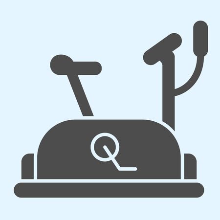 Exercise sport bike solid icon. Fitness stationary device for calorie burning. Horeca vector design concept, glyph style pictogram on white background, use for web and app. Eps 10.のイラスト素材