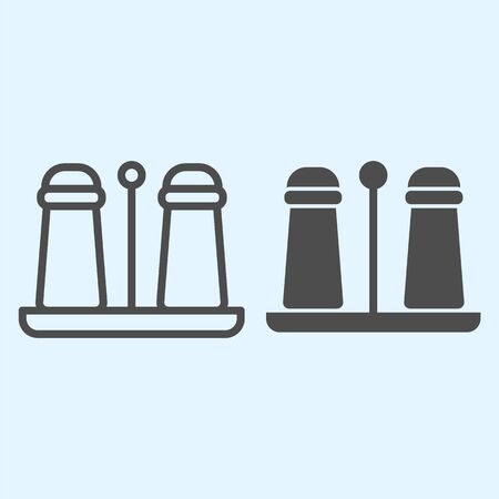 Salt and pepper shaker line and solid icon.のイラスト素材