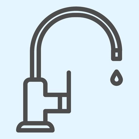 Faucet line icon. Sink, curved pipe tap with water drop.のイラスト素材