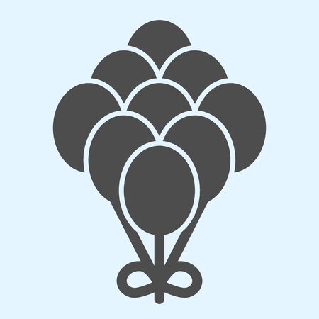 Balloons solid icon. Cute nine helium gas balls.のイラスト素材