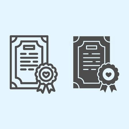 Prenuptial agreement line and solid icon. Certificate, marriage contract.のイラスト素材