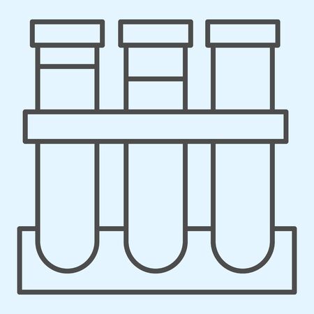 Tube flasks thin line icon. Medical laboratory glasses for test.のイラスト素材