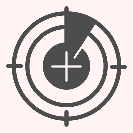 Radar monitor glyph icon. Search and detect purpose sonar. Astronomy vector design concept, solid style pictogram on white background, use for web and app. Eps 10.のイラスト素材