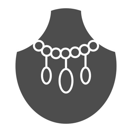 Malachite necklace solid icon. Gemstone jewel vector illustration isolated on white. Jewelry glyph style design, designed for web and app. Eps 10.のイラスト素材