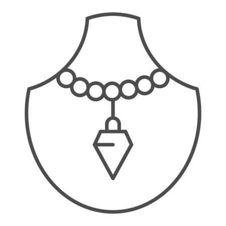 Emerald pendant thin line icon. Manikin with gemstone jewel vector illustration isolated on white. Jewelry outline style design, designed for web and app. Eps 10.のイラスト素材