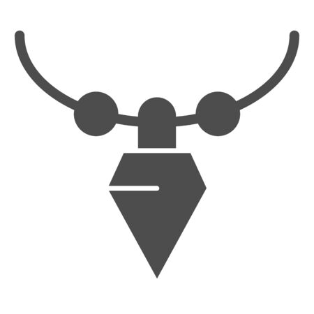 Necklace with diamond solid icon. Chain with pendant vector illustration isolated on white. Jewellery glyph style design, designed for web and app. Eps 10.のイラスト素材