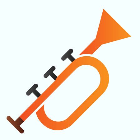 Trumpet flat icon. Bugle vector illustration isolated on white. Musical wind instrument gradient style design, designed for web and app. Eps 10のイラスト素材