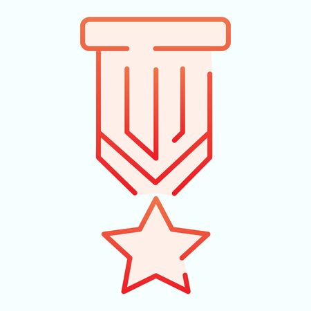 Star medal flat icon. Award badge vector illustration isolated on white. Reward with ribbon gradient style design, designed for web and app. Eps 10.のイラスト素材