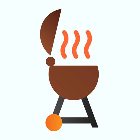 Barbecue with steam flat icon. Outdoor grill vector illustration isolated on white. Bbq gradient style design, designed for web and app. Eps 10.のイラスト素材