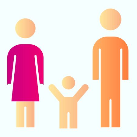 Happy family flat icon. Mom, dad and kid illustrationのイラスト素材