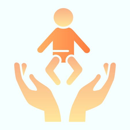Child care flat icon. Baby in arms illustrationのイラスト素材