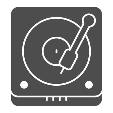 DJ console solid icon. Musical instrument gramophone mixing audio.のイラスト素材