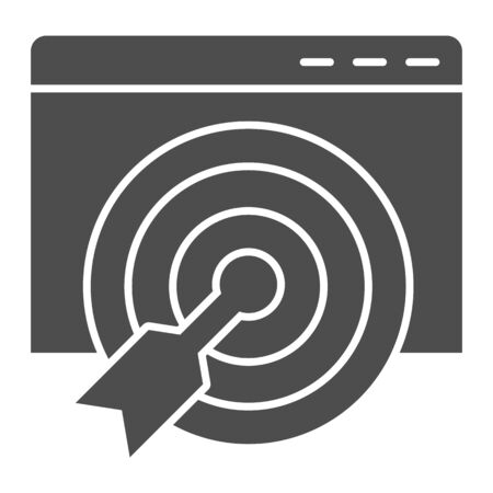 Goal browser solid icon. Target web page with focus and darts.のイラスト素材