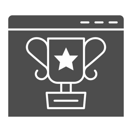 Browser and award cup solid icon. Website Ranking in website with cup and star.のイラスト素材