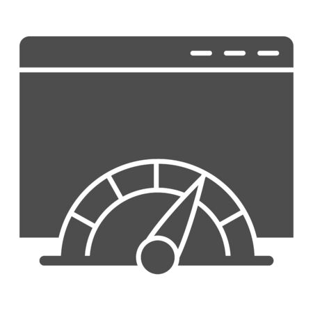 Connection load speed browser solid icon. Web browser page with speedometer.のイラスト素材