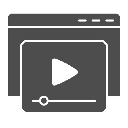 Video content browser solid icon. Site form of watching online video with player.のイラスト素材