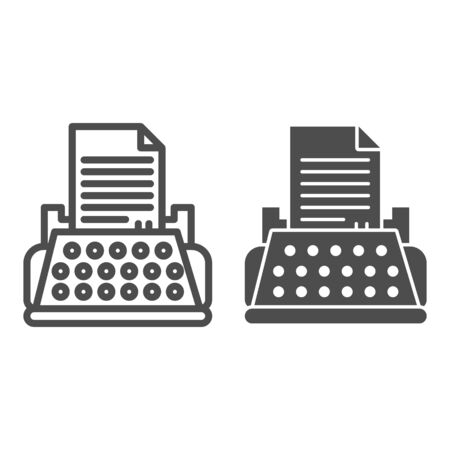 Typewriter line and solid icon.のイラスト素材