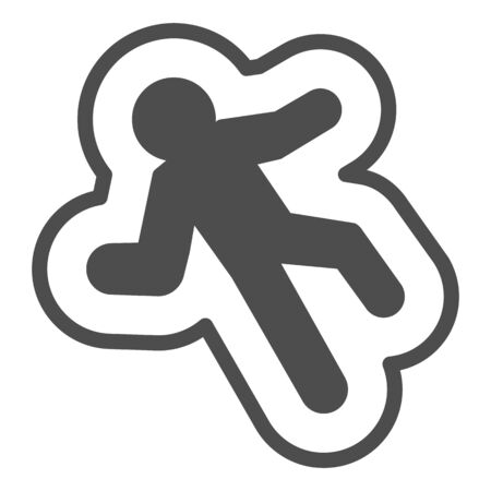 Deadman spot solid icon. Crime investigation scene, lying dead body on floor.のイラスト素材