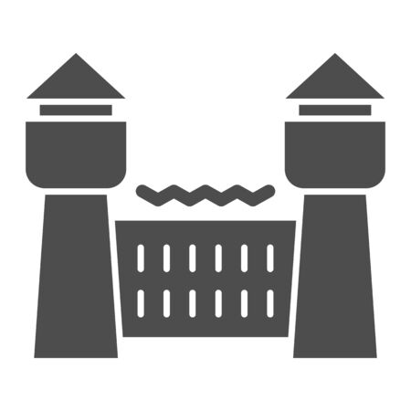Jail house solid icon. Prison castle, penitentiary building.のイラスト素材