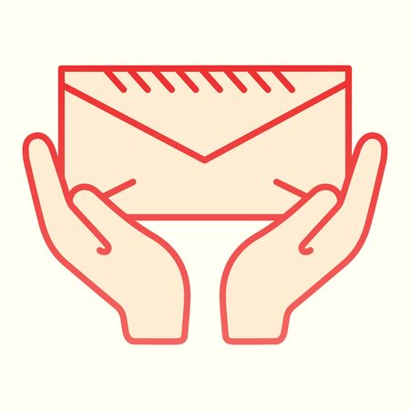 Letter in two hands, delivery. Postal service design conceptのイラスト素材