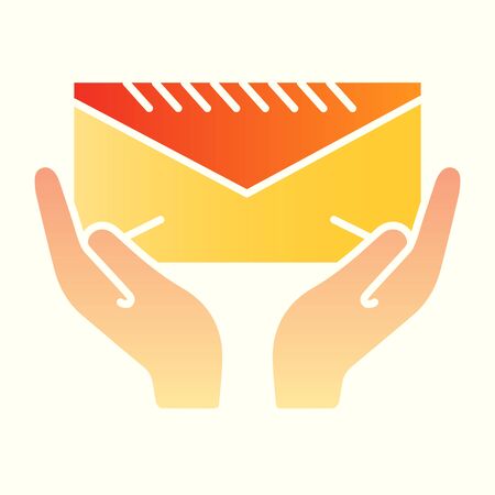 Letter in two hands, delivery. Postal service design conceptのイラスト素材