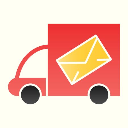 Cargo truck line icon. Mail delivery. Shipping packages. Postal service  design conceptのイラスト素材