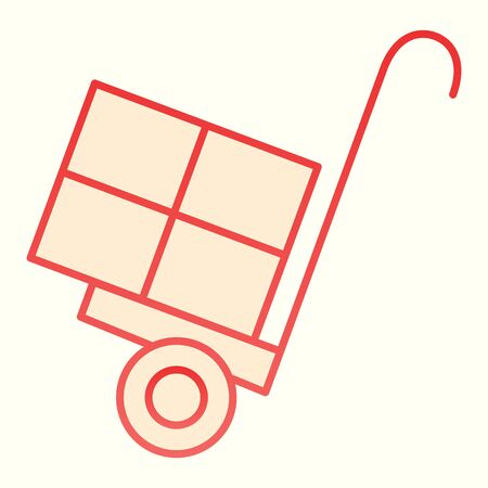 Cargo trolley line icon. Package delivering cart with handle. Postal service  design concept, outline style pictogramのイラスト素材