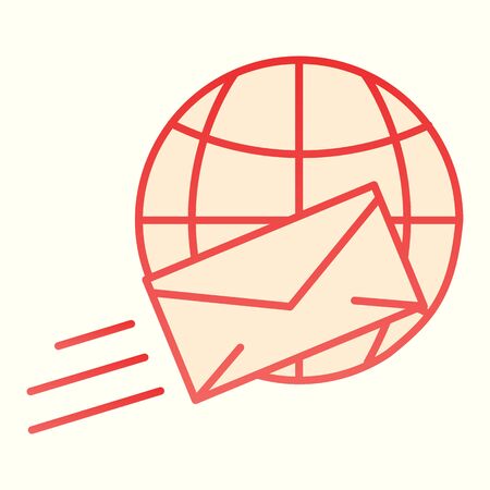 International mail line icon. Shipping, world delivery, envelope and globe. Postal service  design conceptのイラスト素材