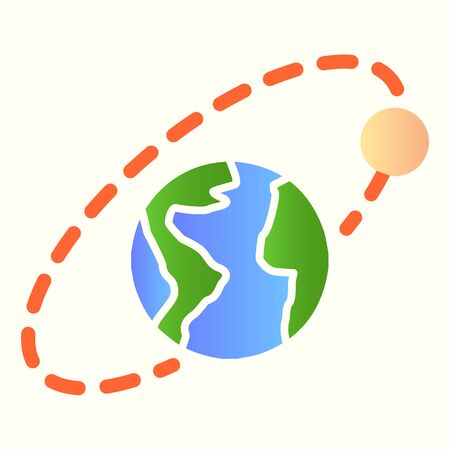 Satellite orbit line icon. Solar system, earth and moon. Astronomy vector design concept, outline style pictogram on white background, use for web and app. Eps 10.のイラスト素材