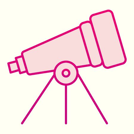 Telescope line icon. Space science inventory item. Astronomy vector design concept, outline style pictogram on white background, use for web and app. Eps 10.のイラスト素材